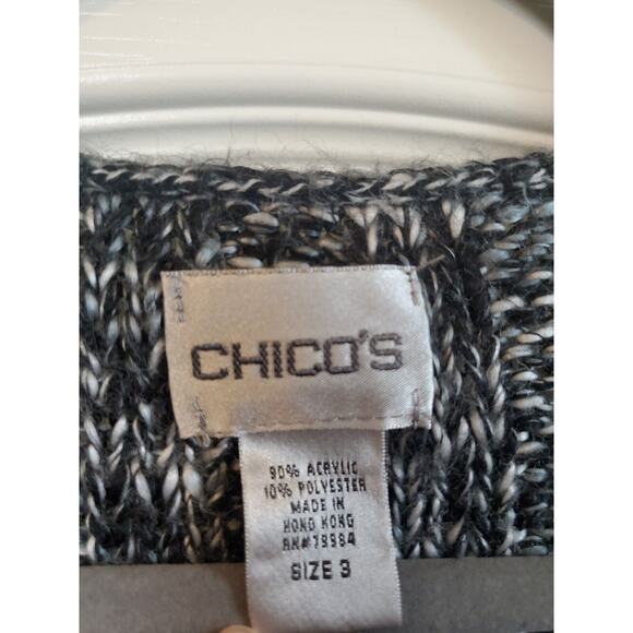 Chico's Grey Black Cable Knit Women's Soft Heavyweight Sweater, Size 3 (XL) - Picture 2 of 10